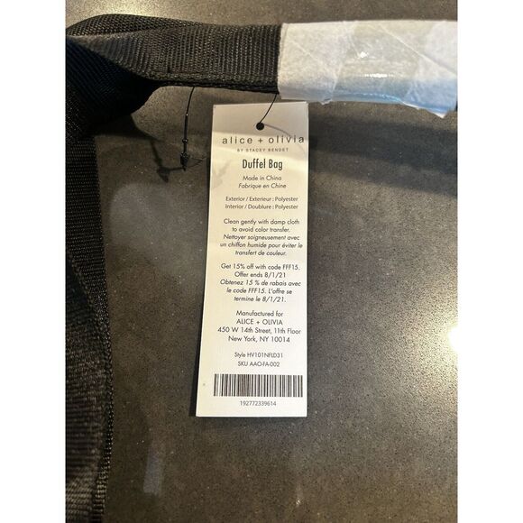 Alice + Olivia Daisy Black Floral Print Weekender Duffel Bag Overnight Handbag - Picture 3 of 7